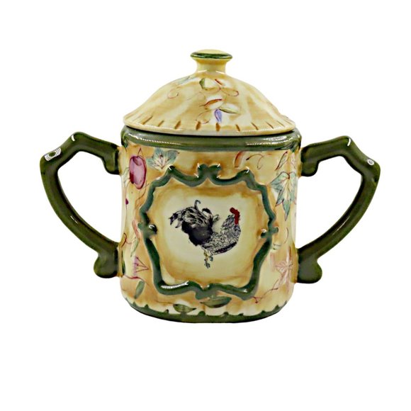 Vintage-Style Ceramic Rooster Pattern Creamer & Sugar Bowl Set (by AA) - Picture 3 of 6